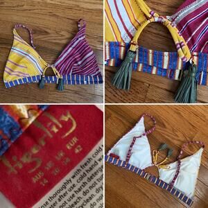 Tigerlily $98 Pushti Argentina Boho Tassel Bikini Top US 10 NWOT